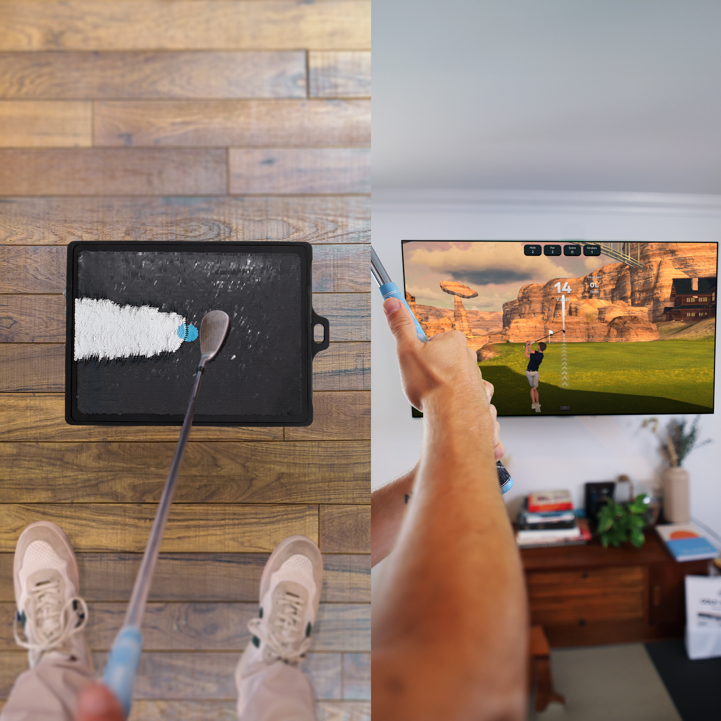 【スターターセット】Golf Daddyシミュレーター | ボール不要のインドアゴルフシミュレーター+交換用パッド